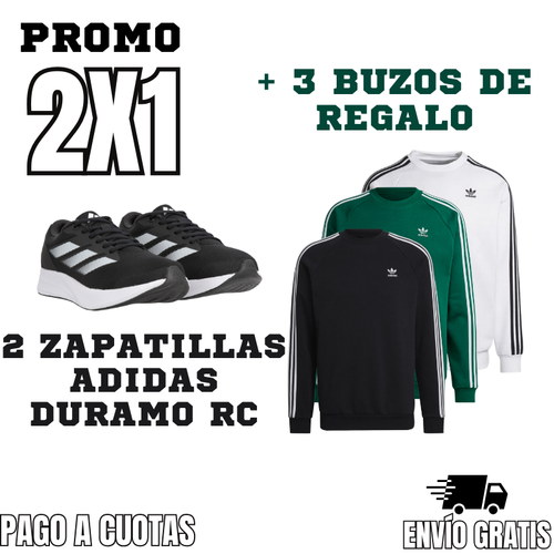 2X1: ZAPATILLAS ADIDAS DURAMO RC + 3 BUZOS ADIDAS DE REGALO