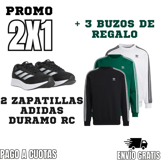 2X1: ZAPATILLAS ADIDAS DURAMO RC + 3 BUZOS ADIDAS DE REGALO