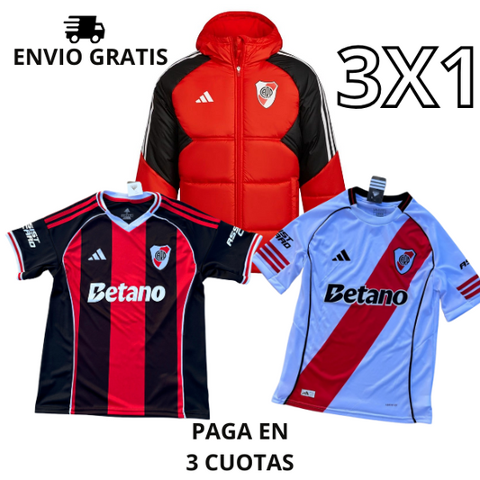 3x1 River Plate: Buzo + Camiseta Titular + Camiseta Alternativa