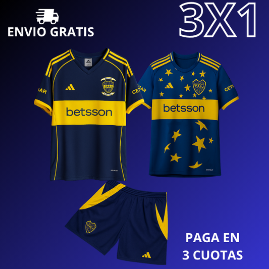 3x1 camiseta boca titular + Alternativa + Short